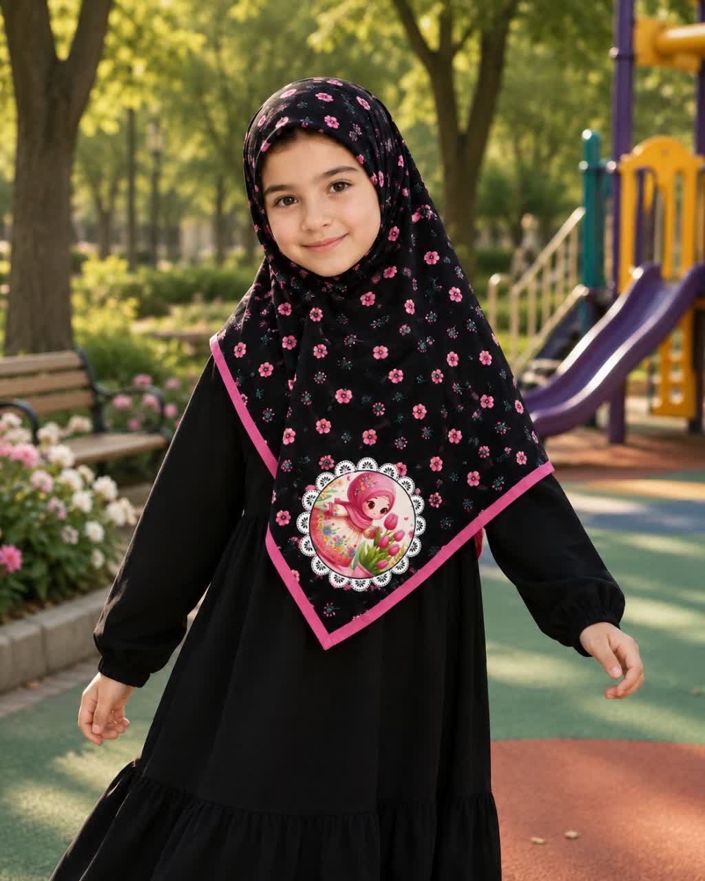 روسری دخترانه راحیل ( زمینه مشکی 1)