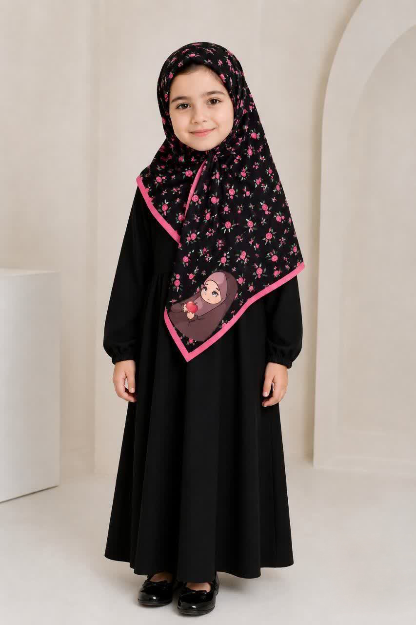 روسری دخترانه راحیل ( زمینه مشکی 2)
