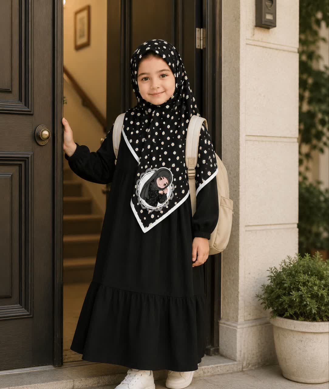 روسری دخترانه راحیل ( زمینه مشکی 5 )
